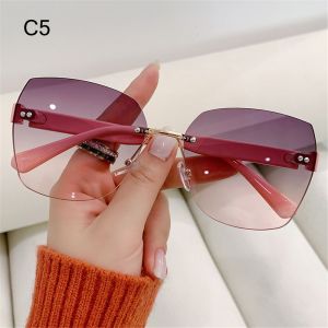 NOCASE 2022  Vintage Ladies Eyeglasses Women Shades Rimless Sunglasses Gradient Sunglasses Frameless Sun Glasses