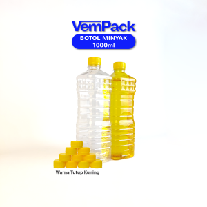 Botol Minyak Kotak 1000 ML | Tutup LN Kuning | 80 PCS