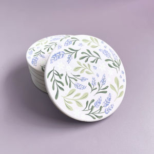 Papercranes Diatomite Coasters Floral Illustrated | Absorbent Coaster Set Desk Accessory Gift SG