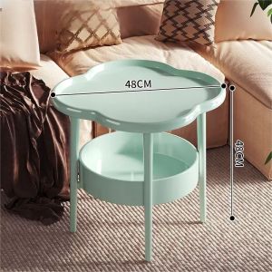 Simple Modern Coffee Table Creative Flowers Bedside Table Double-layer Structure Home Furniture