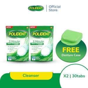 Polident Pembersih Gigi Palsu 2x30 Tablet [TWINPACK] - Free Container Gigi Palsu