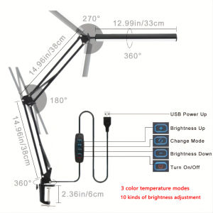 [SG STOCK] 80CM LED table lamp 24W Dimmable Double Head Desk Light study For work gaming light