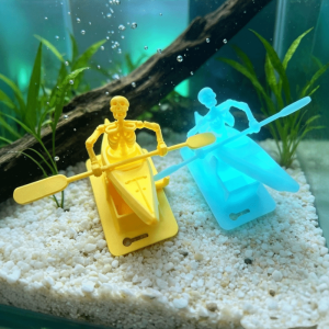 DITIPOO In 3D Máy sục khí hình xương cá cho bể cá Sử dụng máy bơm khí. Phát sáng trong bóng tối Bộ xương khớp di động Hài hước Nhựa Ván trượt bể cá điệu nhảy đầu lâu máy tạo bọt. Tiệc Halloween