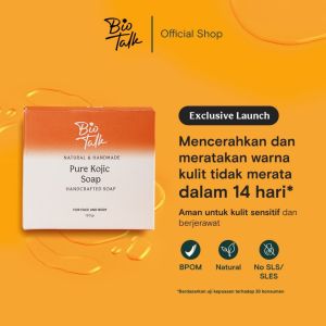 Biotalk Pure Kojic Soap - Mencerahkan dan Meratakan Warna kulit Sabun Natural Handmade Kojic Acid untuk kulit kering sensitif Coffee