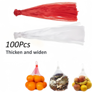 100PCS Seafood Boiling Bags with Loop-Style Mesh Produce Bags Onion Bags Fruit and Vegetable Bags Egg Packaging Bag