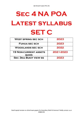 BEAT THE EXAM 2023 2024 SEC 4 NA PRINCIPLE OF ACCOUNTS POA EXAM PAPER WITH ANSWERS | N LEVEL | NORMAL ACADEMIC | EXAMPAPER | PRELIM| PRACTICE