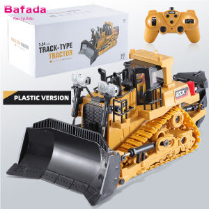Bafada 1:24 2.4G 9-Channel Engineering Vehicle RC Excavator Remote Control Excavator Remote Control Bulldozer RC cars RC Dump Truck RC Construction Vehicle Toys  RC Engineering truck model Beach toys transporter with Light and Sound Effects
