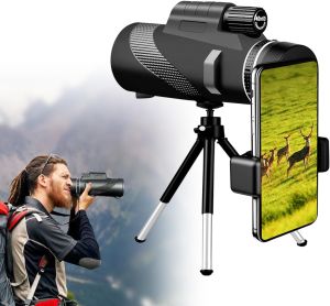 Monocular Telescope for Smartphone 40x60 High-Definition 360 Night Vision stsscope Monocular STS Scope Set with Phone Adapter & Tripod for Camping Travelling Concert 131M/1000M Clear Long Vision