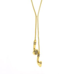 FLUTE Adjustable Earbuds Pendant Metal Stylish Earphone Shaped Necklace Durable Lightweight Long Sweater Chain