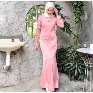 Dress Darla Silk Satin | Dress Kondangan Bridesmaid Viral | Dress Satin Silk Full Serut Long Lengan Slimfit Body Con Bridesmaid Kondangan Pesta Promnight Silk Maxmara | Gamis Kondangan Wanita Kekinian | Dress Pesta Kondangan Lebaran | Gamis Wanita Terbaru