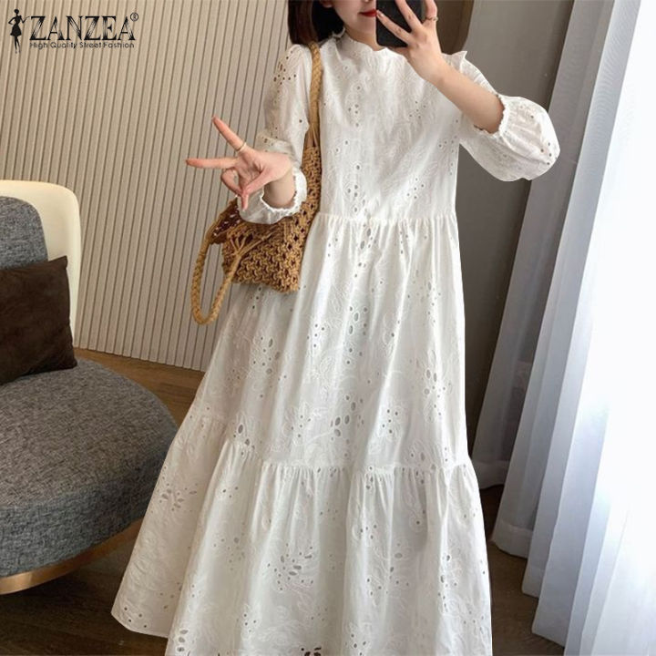 ZANZEA Korean Style Women Street Fashion Full Sleeve Lace Patchwork Dresses Crew Neck Long Solid Dress #0407 | Lazada PH ZANZEA Korean Style Women Street Fashion Full Sleeve Lace Patchwork Dresses Crew Neck Long Solid Dress #0407 | Lazada PH