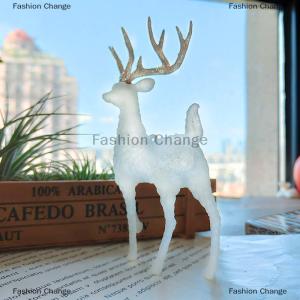 [COD] Fashion Change Deer Christmas Forest Elk White Flash Dessert Table Decor for Home
