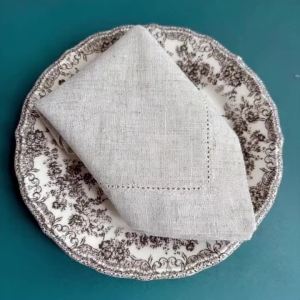 12 Pieces Flax Linen Napkins Hemstitched Linen Napkins Dinner Cloth Linen Napkins Cloth Washable Flax Cloth Napkin