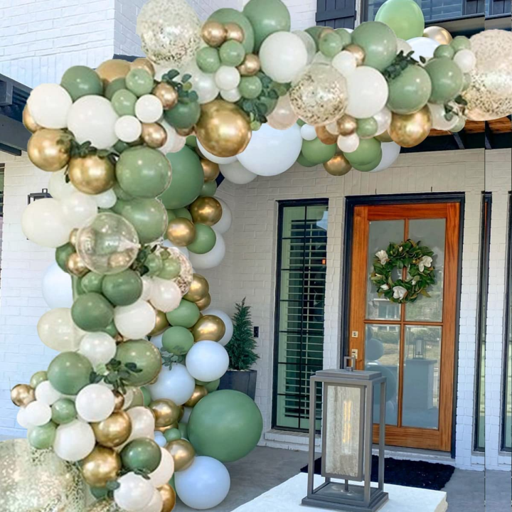 【Ready Stock】Bean Green Gold Balloon Garland Arch For Wild One Jungle ...