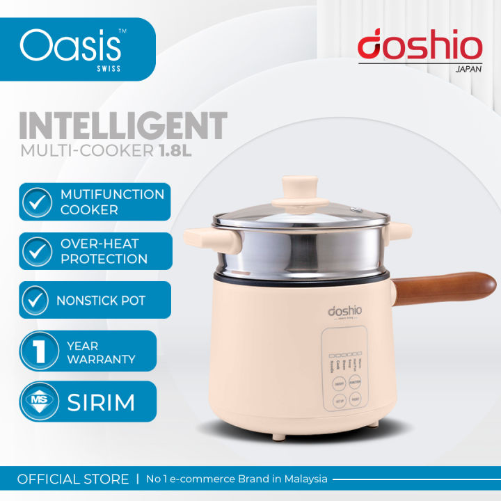 Doshio Intelligent Mini MultiCooker Stainless Steel Inner Pot with NonStick Coating and