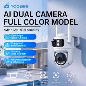 YOOSEE Q6S AI Dual Lens CCTV Camera 4MP HD 2.4GHz & 5GHz WiFi with 6 Free AI Functions Night Vision Two Way Audio IP66 Waterproof Outdoor IP Camera