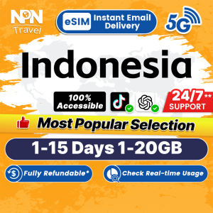 Indonesia eSIM Ultra 5G 1-15Days 1-20GB Data Instant Email Delivery High Speed Travel Data Indonesia SIM Card