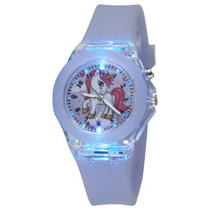 My Little Pony Kids Watch Cartoon Unicorn Childrens Luminous Glow Silicone Student Boys and Girls Quartz Watch for Birthday Gift