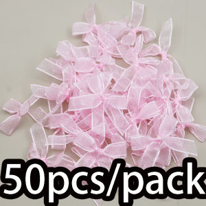 (50pcs/pack) 3.5x4.5cm Organza Bow Hair Accessory Small Size Christmas Bow Ribbon Bows Craft Decoration Clothing Accessories DIY Atmosphere