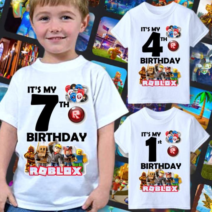 ROBLOX BOY 4 METALIC BIRTHDAY KIDS Shirt 2M anime graphic T-SHIRT 0 to ...