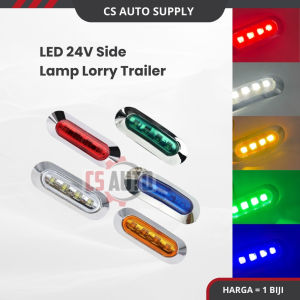 [Ready Stock] Led 24V 4smd Side Lamp Lorry Light Small Roof Lamp White Amber Red Green Blue 9.5cmx3.3cm Chrome