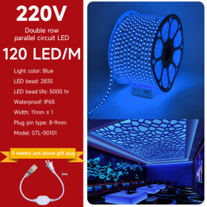 YOWXII 5-50 Meter with Plug led lights strip Double row lamp beads light led for ceiling direct 220v cove light led ceiling waterproof lted lights for room