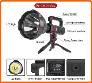 Long Range LED | Strong Light Searchlight Outdoor Multi-function | Flashlight Waterproof Rechargeable