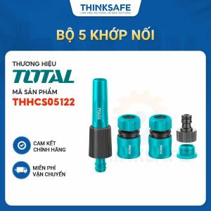 Bộ năm khớp nối TOTAL THHCS05122 nối vòi xịt rửa gồm 2 đầu nối nhanh 1/2 nhựa và 1 khớp nối 1/2 inch - THINKSAFE