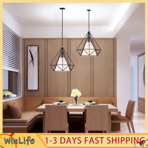 Vintage Ceiling Lights Iron Black Drop Lamp Retro Cage Light For Kitchen Fixtures Home lighting Living Room Dining Room Indoor decaration