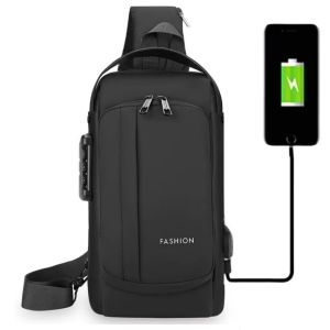 สลิงกระเป๋าเป้สะพายหลัง ยูเอสบี ป้องกันการโจรกรรมกันน้ําหน้าอกกระเป๋าเป้สะพายหลังสบายๆกระเป๋าสะพายกระเป๋าเป้สะพายหลั