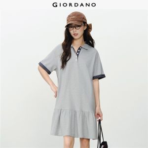 Giordano Women Check trim short sleeve polo dress Free Shipping 18466522