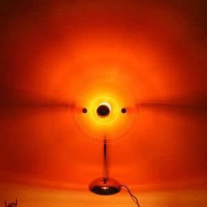 โคมไฟผ้าปูโต๊ะลินินสไตล์เกาหลี Bauhaus โคมไฟชั้นแอลอีดีแหวนอะครีลิคโคมไฟข้างเตียงนอน