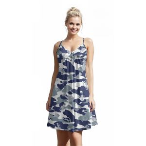 Jumeast Golf Pattern Women Fashion Button Sling Dress Blue Camouflage 3D Printed Beach Elegant Skirt Tropical Style Hawaiian Casual Clothing