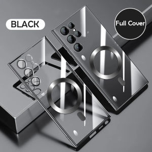 Clear Plating Case For Samsung Galaxy S22 S23 S24 Ultra Plus For Wireless Charger Silicone Protective Cover
