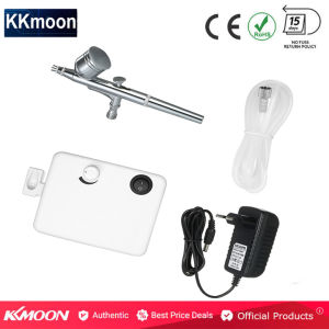 KKmoon Multi-purpose Dual Action Airbrush Mini Air Compressor Set Gravity Feed Air Brush Kit for Art Painting Manicure Craft Cake Spray Model Air Brush Nail Tool Set 100-250V EU Plug