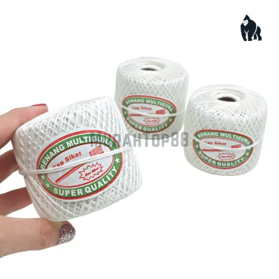 Benang Kasur Rami Cap Sikat / Tali Bangunan Bendera Warna Putih / Crochet Thread Goni Yard Jahit