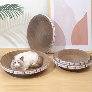 PET DIARY Mainan Papan Garukan Kucing Bundar Cakar Gerinda Tidak Menumpahkan Keripik Aksesori Hewan