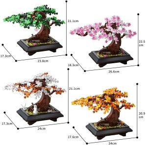 Bộ Xếp Hình Cây Bonsai MOC Cây Bonsai Hoa Bốn Mùa Trong Chậu Trang Trí Nhà Cửa Đồ Chơi Thực Vật Tự Làm Quà Tặng Người Lớn