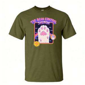 [Local Stock] HBESTY  Toe Bean Control System Cat Paw Retro Game Frame Men Summer Cotton T Shirt Funny Kitty Graphic Casual Daily Holiday Wear Top
