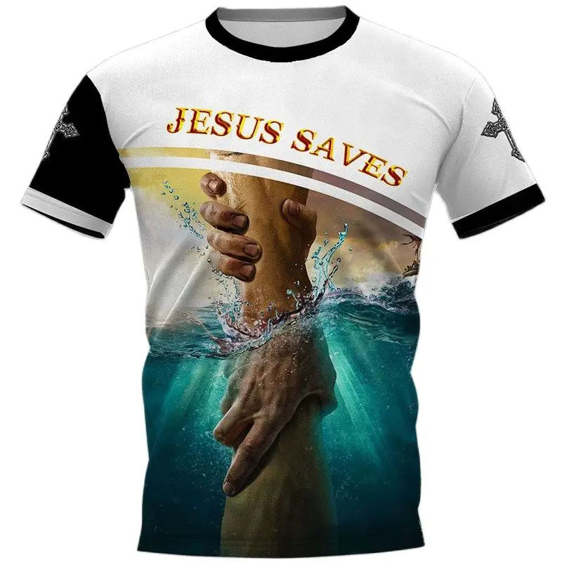 [Local Stock] VCC Vintage Men's Tshirts 3d Christian Jesus Print T ...
