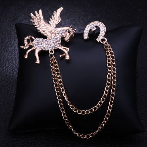 SALANGHANDA Korean mens Pegasus fringe Brooch Personality mens suit collar chain pin badge Vintage womens corsage