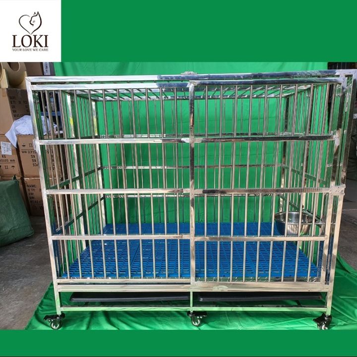 STAINLESS STEEL DOG CAGE [126*92*115cm ] Lazada