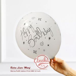 Balon HBD 1 PACK ISI 100 Pcs / Balon sablon HBD Balon latex motif HBD / balon latex hbd isi 100 / l=balon karet murah