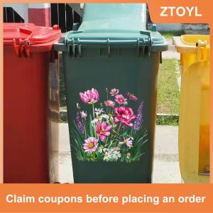 【ZTOYL】 Hoa Hướng Dương Thùng Rác Có Thể Dán Hoa Bánh Xe Thùng Rác Có Thể Dán Tự Dính Không Thấm Nước PVC Decals Cho Tường Phòng Tắm Trang Trí Nội Thất