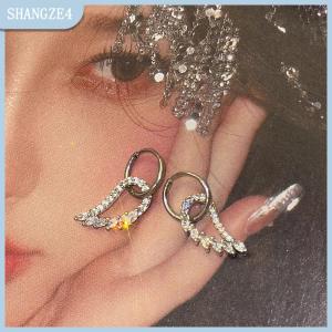 【SHANGZE4】 New Shining Thiên Thần Cánh Mặt Dây Chuyền Bông Tai Cho Phụ Nữ Thời Trang Drop Hoop Bông Tai Sinh Nhật Đảng Đồ Trang Sức Quà Tặng