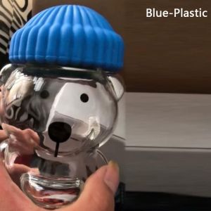 OUREAL 2025 Bear Plastic Cup with Lid Transparent Bear Straw Cup Cute Large Capacity Teddy Bear Plastic Cup Home Bar