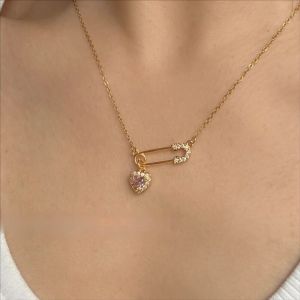 Pin an toàn Vòng Cổ Với mặt hình trái tim Màu Hồng Pha Lê Trái Tim Mặt Dây Chuyền Kẹp Giấy Vòng Cổ Cho Người Phụ Nữ Dây Chuyền Trái Tim Choker Valentine Của Ngày Món Quà Sinh Nhật