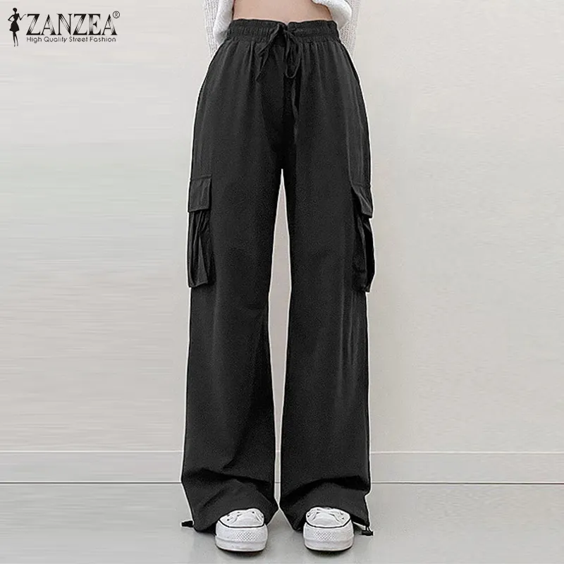 Black Cargo Pants Women Streetwear High Waist Loose Trousers Korean Style  Fashion Sweatpants Overalls Men Harem