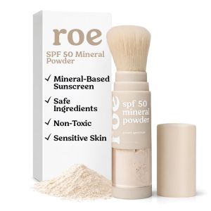 Roe - SPF 50 Powder Sunscreen Mineral-Based Non-Toxic Brush-on For Kids Adults & Babies For Scalp Face & Body (Reef Safe)