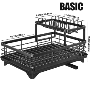 Dish Drying Rack Dish Rack with Drainer Dish Rack Organizer Cabinet Cutlery Rack with Drip Tray Tableware Shelf Kitchen Drainer Removable Kitchenware Storage Space Saving Countertop Tableware Rack